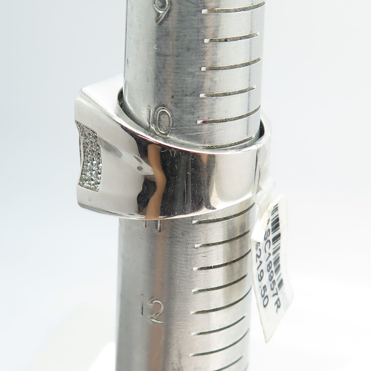 925 Sterling Silver Pave C Z Domed Ring Size 11