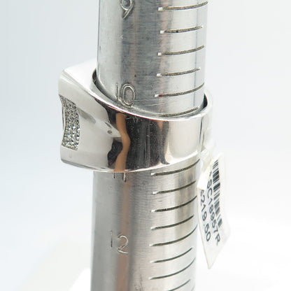 925 Sterling Silver Pave C Z Domed Ring Size 11