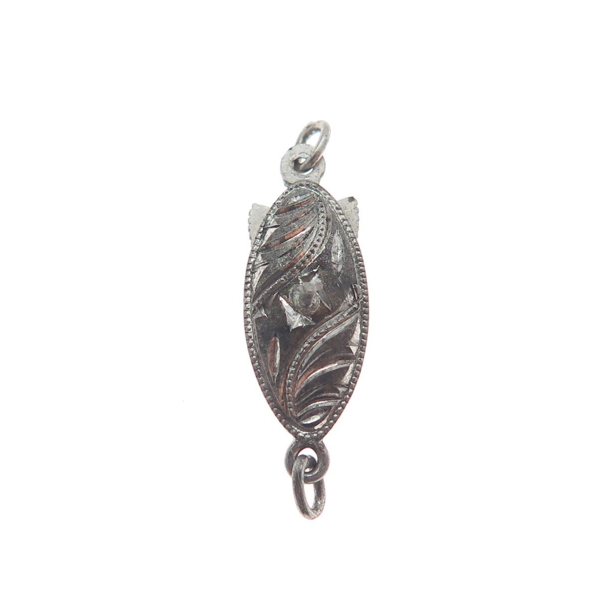 925 Sterling Silver Antique Engraved Oxidized Lock Clasp for Bracelet / Necklace