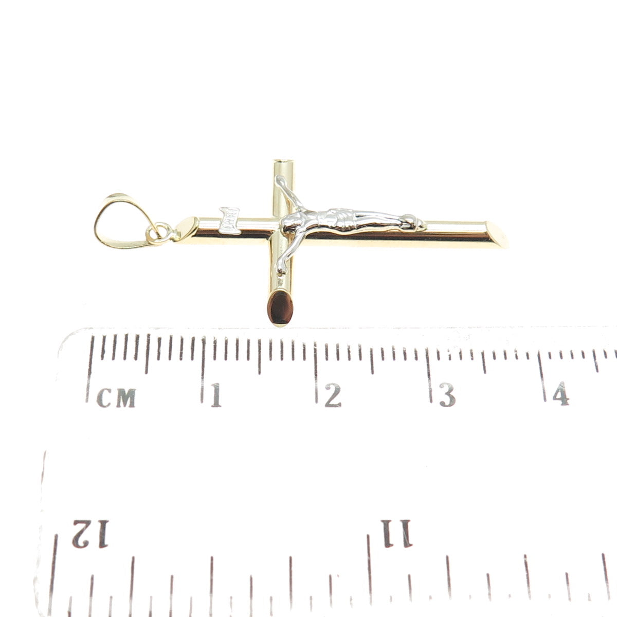 14K Yellow & White Gold Crucifix Cross Religious Charm Pendant