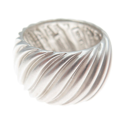 SX SALLY C 925 Sterling Silver Vintage Modernist Wavy Ribbed Band Ring Size 7