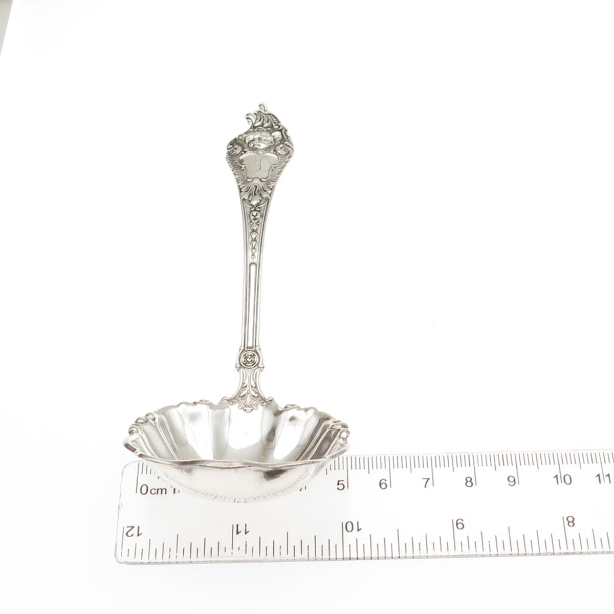 MECHANICS 925 Sterling Silver Antique 1895 Cherub Solid Piece Cream Ladle