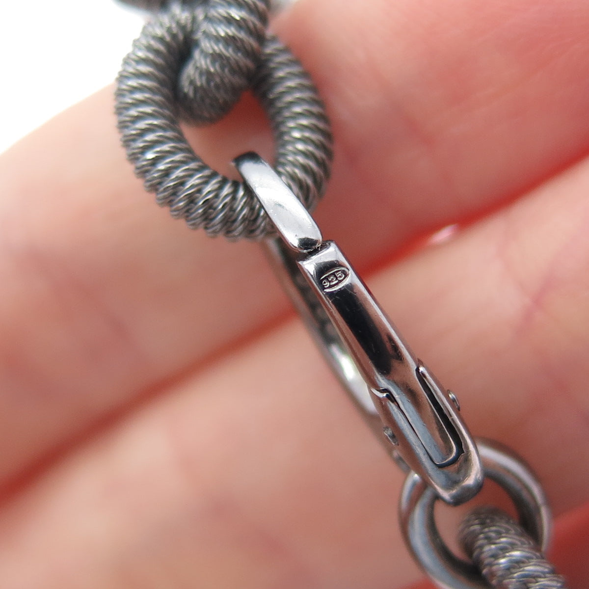 925 Sterling Silver Black Rhodium Vintage Real Diamond Pearl Chain Necklace 32"