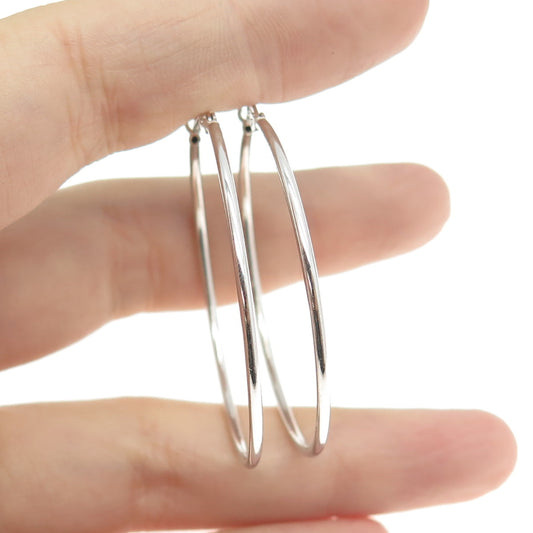 925 Sterling Silver Classic Hinged Hoop Earrings