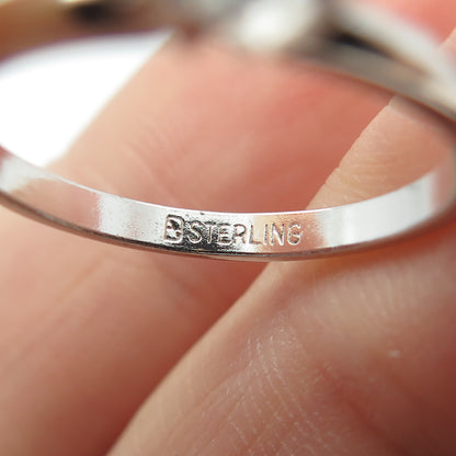 BATTIN & CO. 925 Sterling Silver Vintage Round-Cut C Z Engagement Ring Size 6