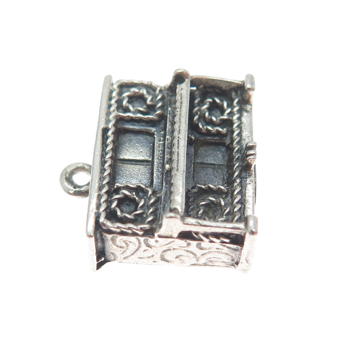DANECRAFT 925 Sterling Silver Vintage Piano Oxidized Minimalist 3D Charm Pendant