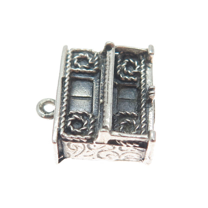DANECRAFT 925 Sterling Silver Vintage Piano Oxidized Minimalist 3D Charm Pendant