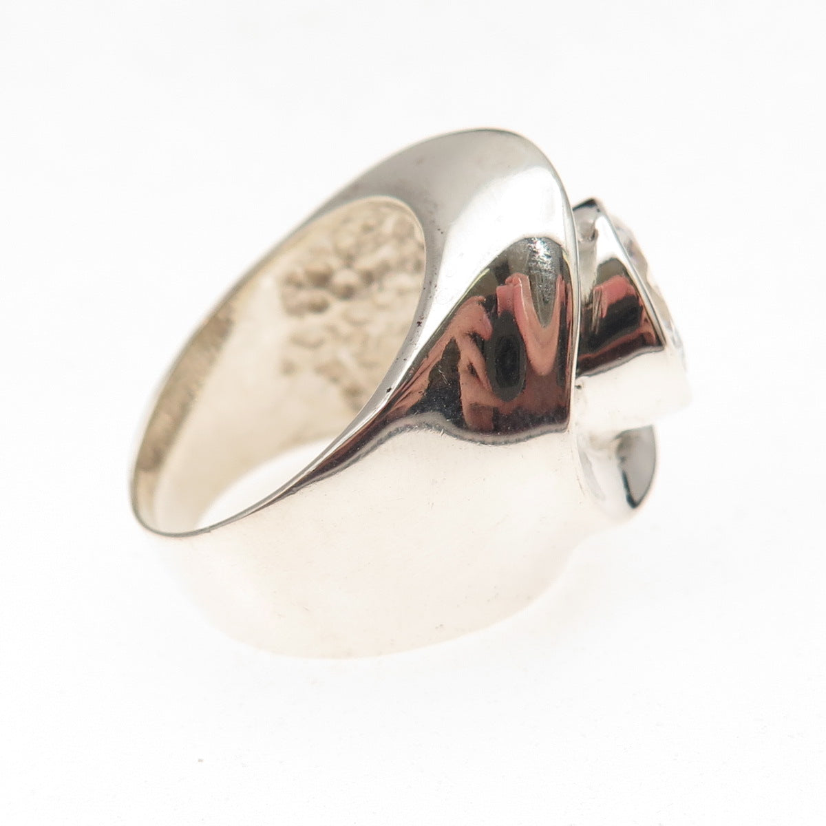 925 Sterling Silver Vintage Round-Cut C Z Modernist Oxidized Ring Size 6.25