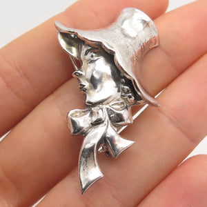925 Sterling Silver Vintage Lang Lady in Hat Pin Brooch