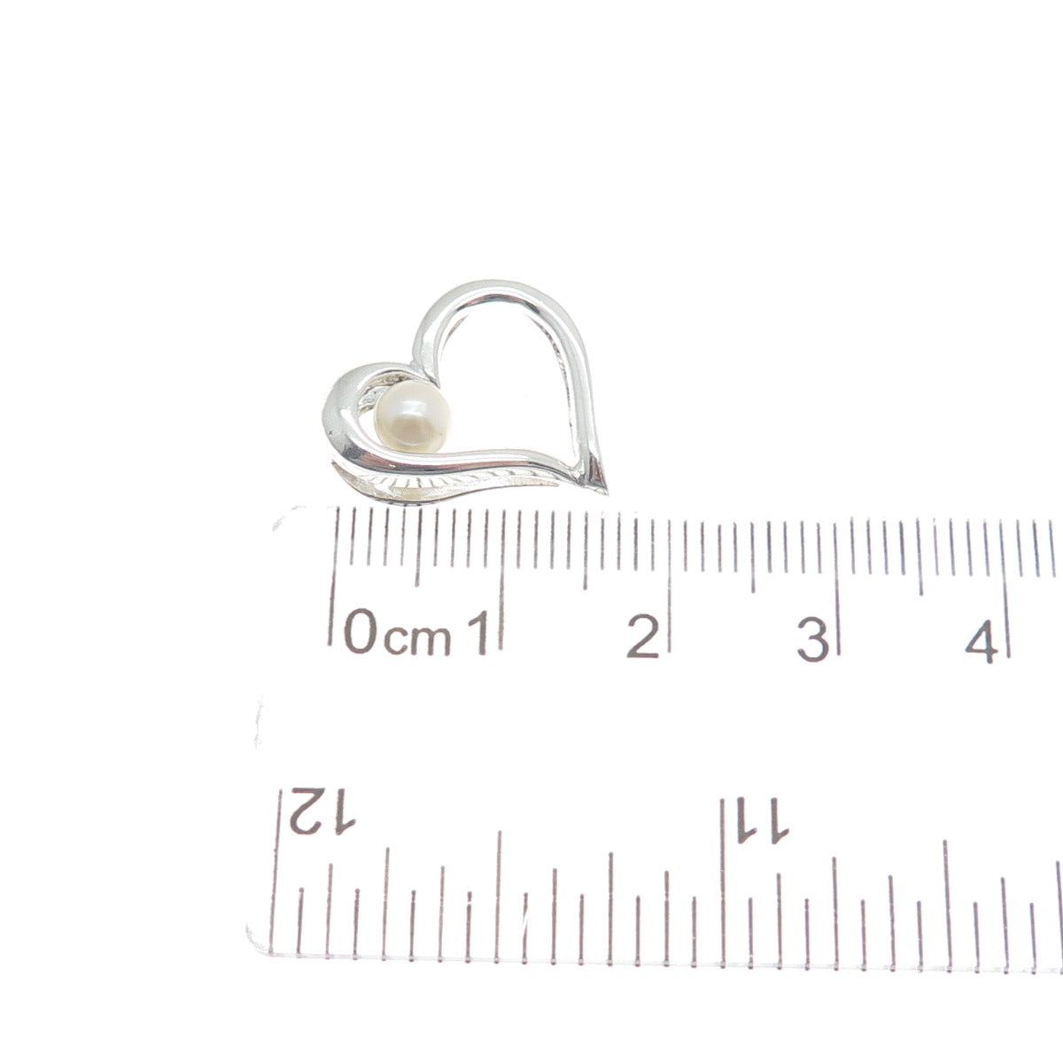 925 Sterling Silver Real Pearl Heart Minimalist Slide Pendant