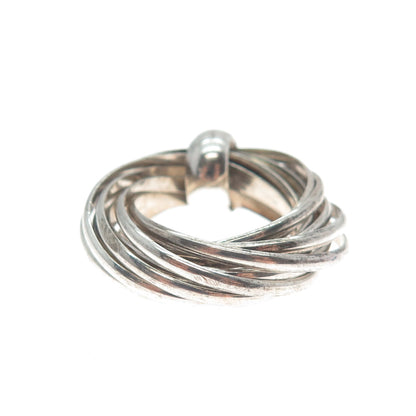 925 Sterling Silver Vintage Multi-Band Interlocked Ring Size 7.75