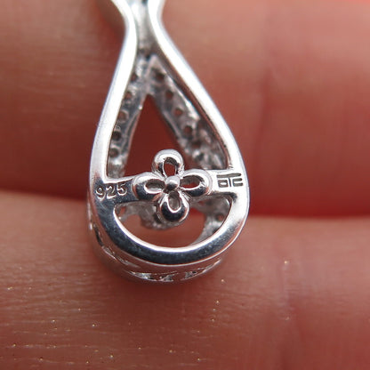 925 Sterling Silver Real Round-Cut Diamond Infinity Dangle Earrings