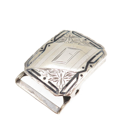 HWK Co. 925 Sterling Silver Antique Art Deco Enamel Belt Buckle