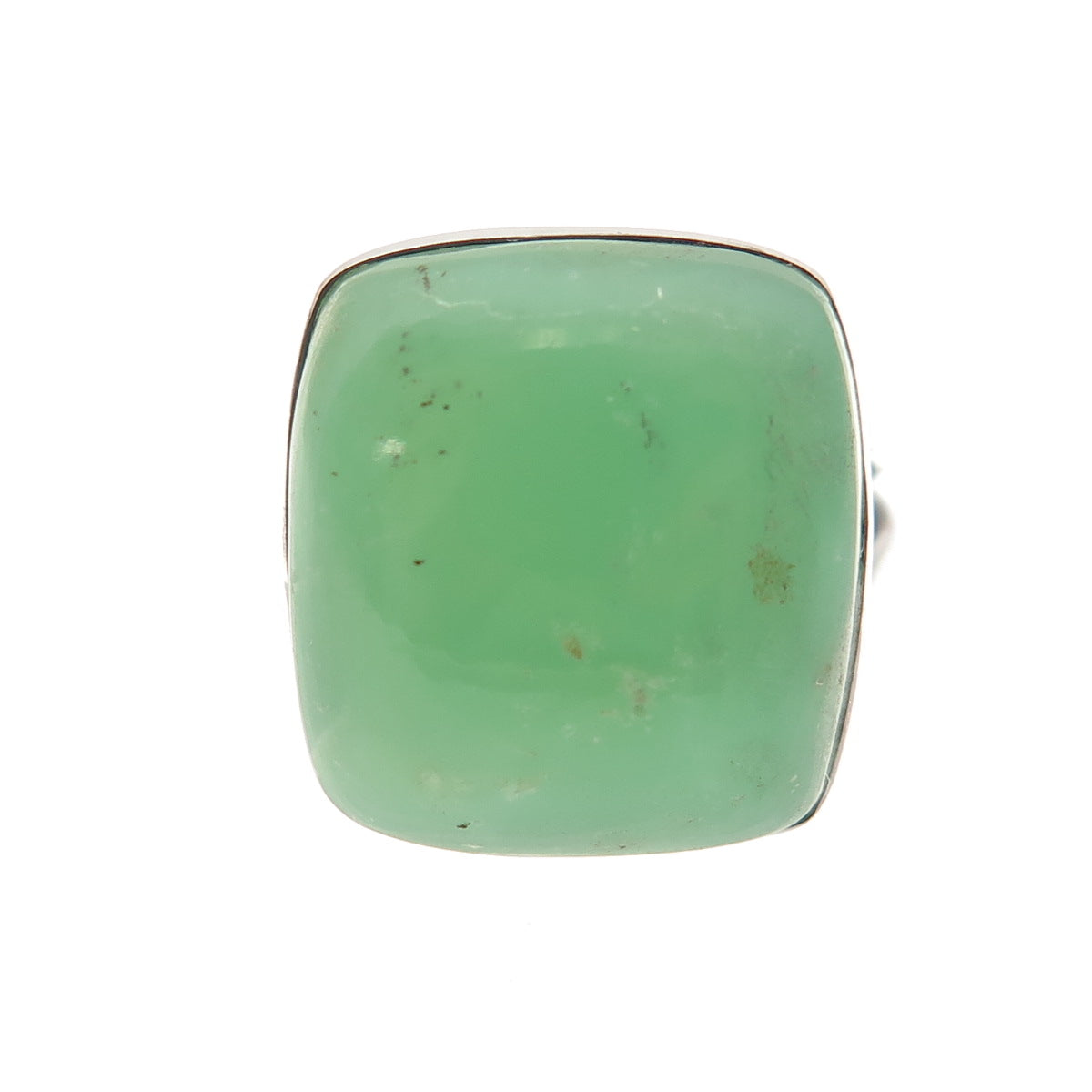 925 Sterling Silver Vintage Real Cushion-Cut Chrysoprase Ring Size 8