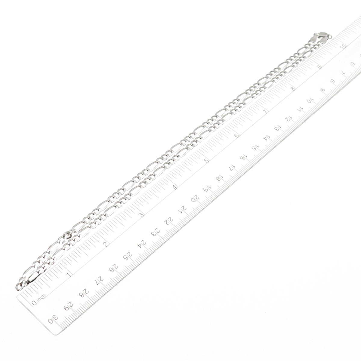 P. LUX 925 Sterling Silver Italy Figaro Chain Necklace 20"