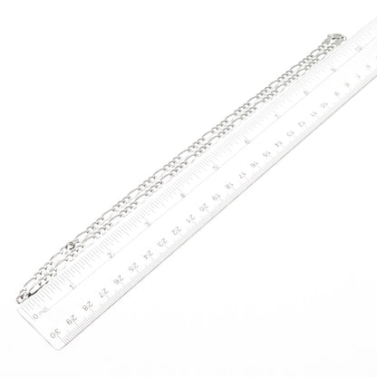 P. LUX 925 Sterling Silver Italy Figaro Chain Necklace 20"