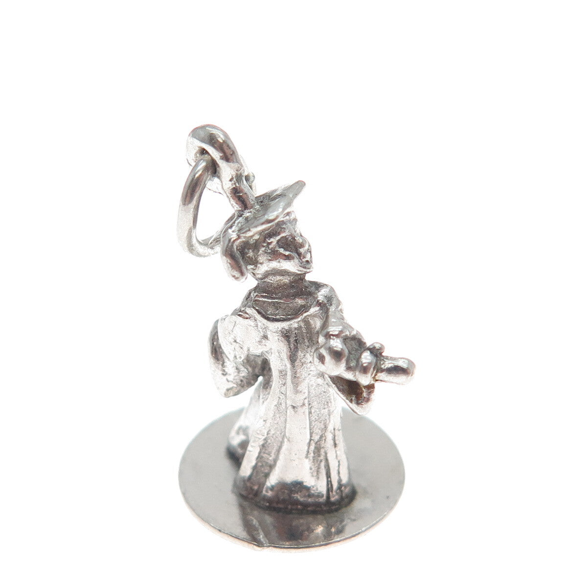 925 Sterling Silver Vintage Graduate Boy Minimalist 3D Charm Pendant