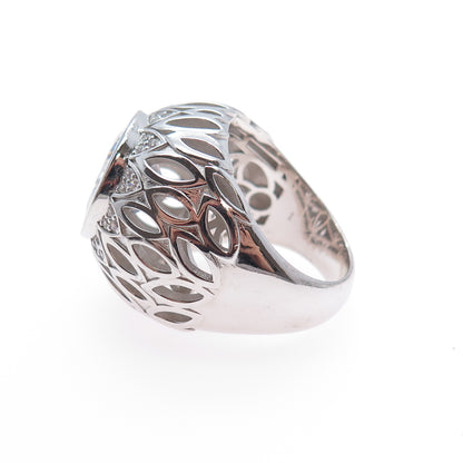 925 Sterling Silver Round-Cut C Z Flower Dome Ring Size 8