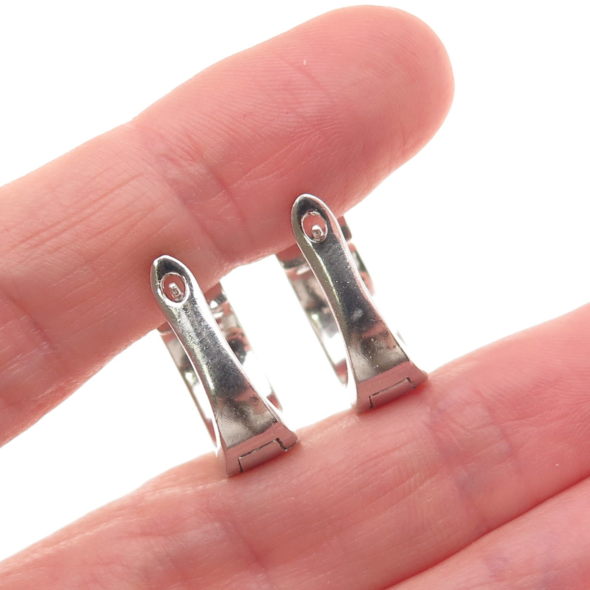 925 Sterling Silver Round-Cut C Z Hoop Earrings