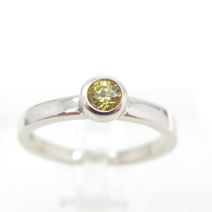 925 Sterling Silver Lemon Round-Cut Shaped C Z Ring Size 5.75