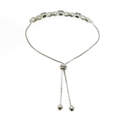 DBJ DEE BERKLE 925 Sterling Silver Sapphire Infinity Adjustable Bracelet 6-9.75"