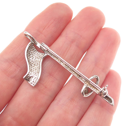 925 Sterling Silver Vintage Flagstick Golf Oxidized Pin Brooch / Pendant