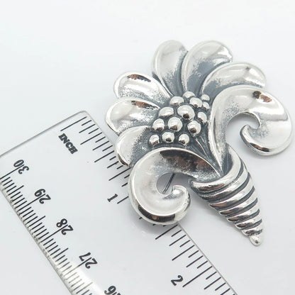 925 Sterling Silver Vintage Viking Craft Reg. U.S.Patt Off. Floral Pin Brooch