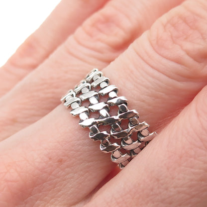 925 Sterling Silver Vintage Modernist Wire Oxidized Ring Size 8.75
