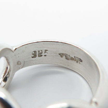 925 Sterling Silver Vintage Triple Circle Ring Size 6