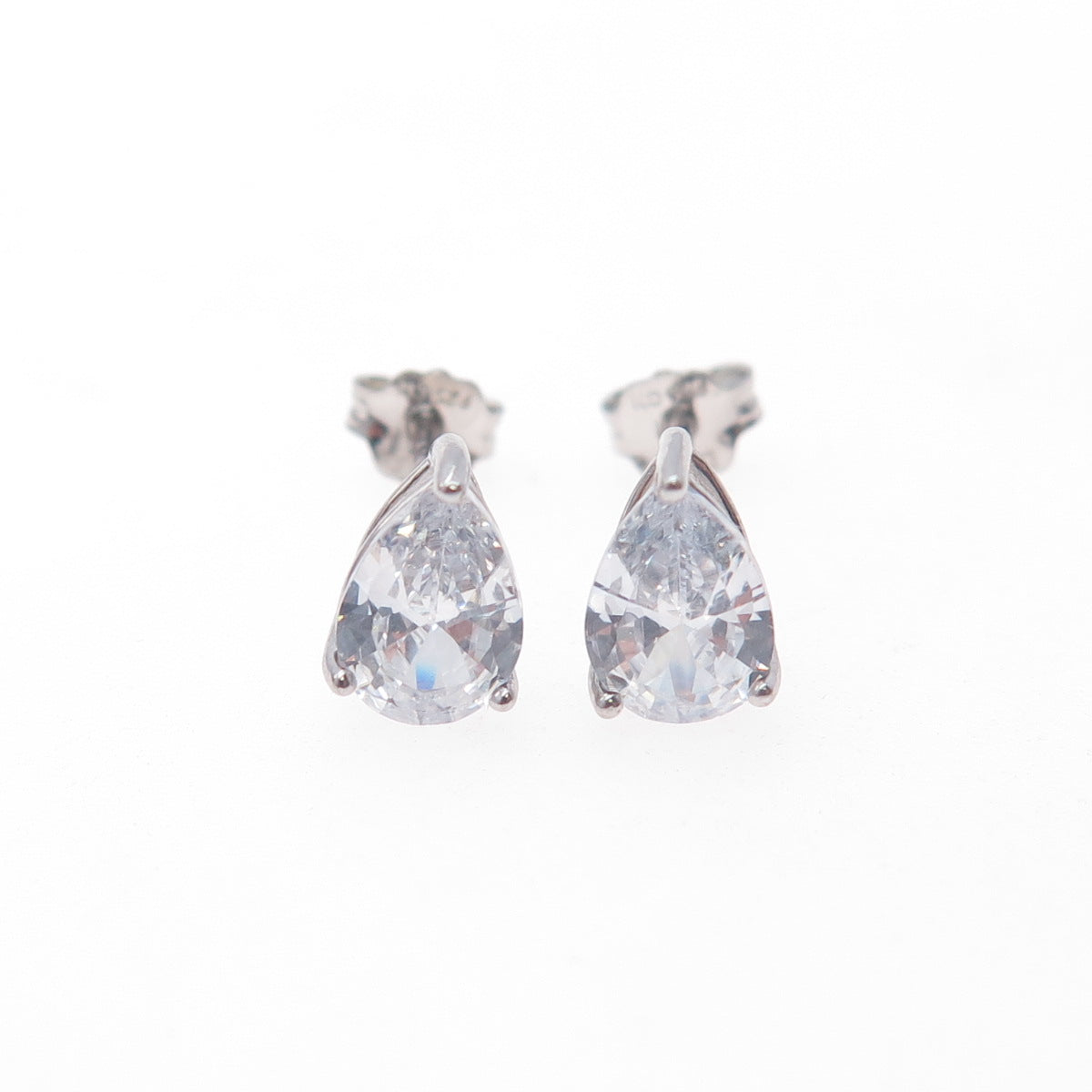 DEE BERKLEY 925 Sterling Silver Pear-Cut C Z Stud Earrings
