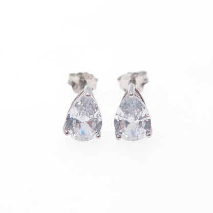 DEE BERKLEY 925 Sterling Silver Pear-Cut C Z Stud Earrings