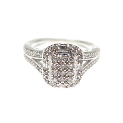 925 Sterling Silver Real Round-Cut Diamond Promise Ring Size 5