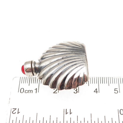 925 Sterling Silver Vintage Mexico Real Carnelian Seashell Perfume Bottle