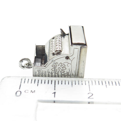 J.M. FISHER 925 Sterling Silver Antique Enamel Cash Register Movable 3D Pendant