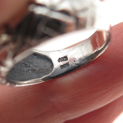 Charles Winston Sterling Silver Vintage Spider Web Oxidized Dome Ring Size 7.75