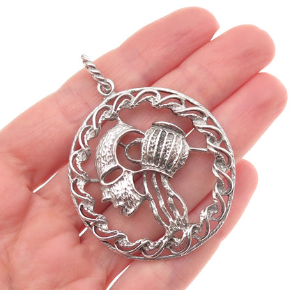 925 Sterling Silver Vintage Aquarius Zodiac Sign Oxidized Charm Pendant