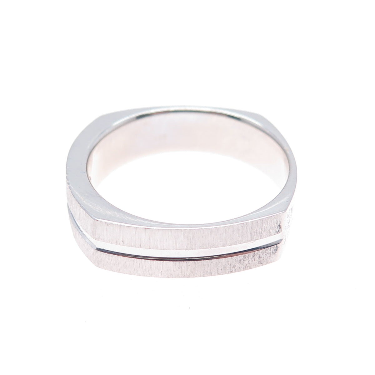 925 Sterling Silver Princess-Cut C Z Modernist Band Ring Size 10.5
