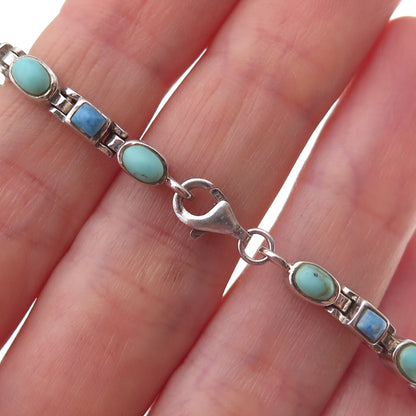 Chapal Zenray 925 Sterling Silver Vintage Real Turquoise & Lapis Bracelet 7.25"