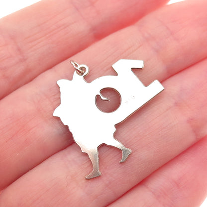 925 Sterling Silver Vintage Ten Lords A-Leaping Christmas Mini Charm Pendant