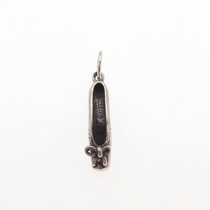 Sunwest 925 Sterling Silver Vintage Ballerina Shoe Oxidized Mini Charm Pendant