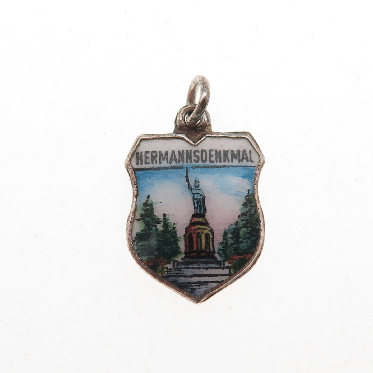 Fritz Reu & Co. 800 Silver Vintage Enamel Hermannsdenkmal Mini Charm Pendant