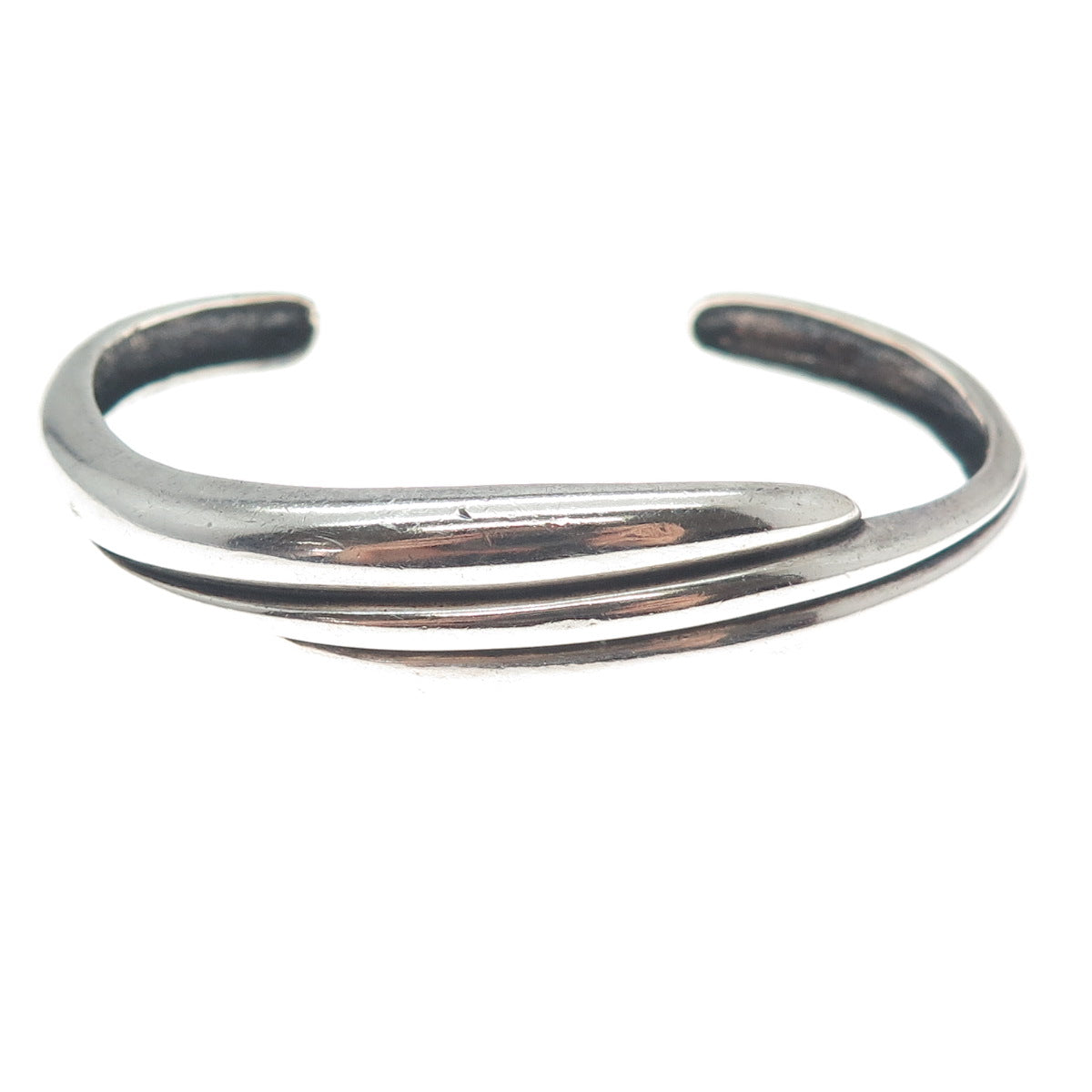 925 Sterling Silver Vintage Modernist Adjustable Cuff Bracelet 6"