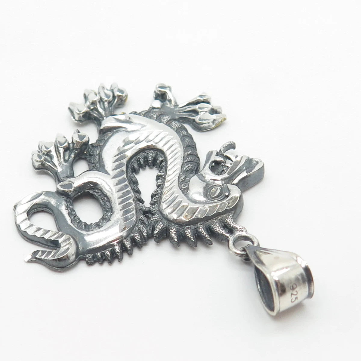 925 Sterling Silver Vintage Chinese Dragon Pendant