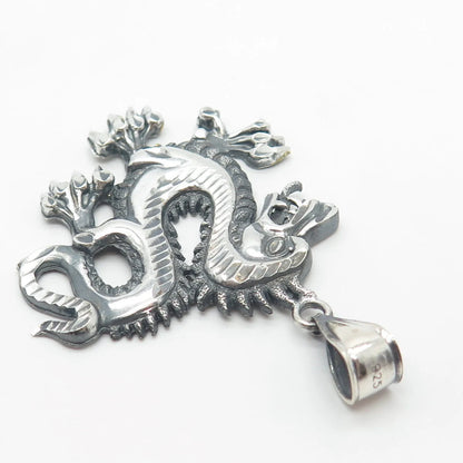 925 Sterling Silver Vintage Chinese Dragon Pendant