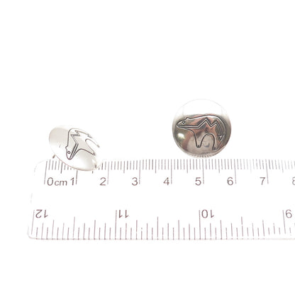 Old Pawn 925 Sterling Silver Vintage Southwestern Native Bear Tribal Earrings