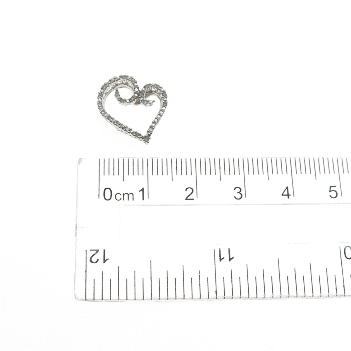 HN HENG NGAI 925 Sterling Silver Real Round-Cut Diamond Heart Mini Slide Pendant