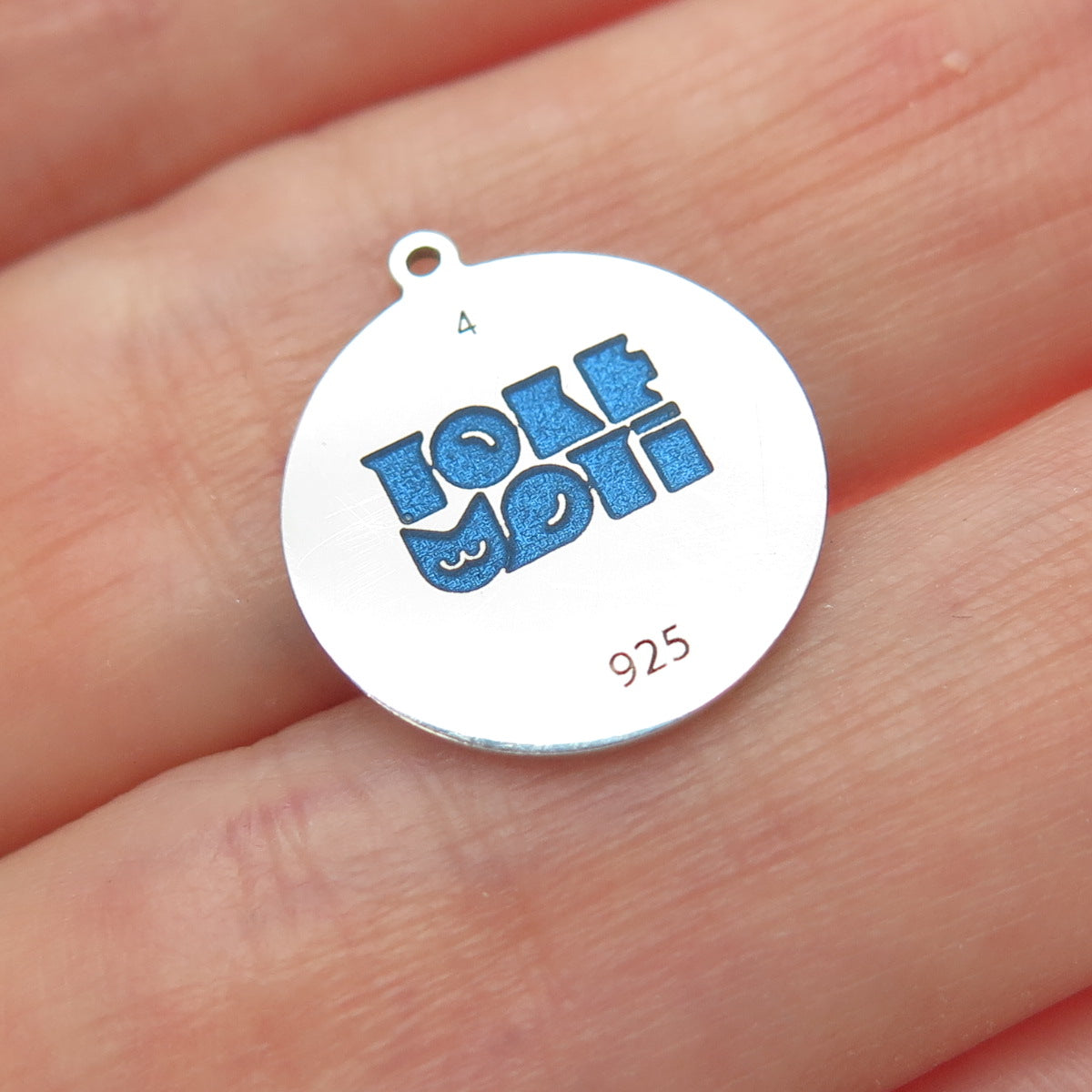 TOKEMOTI 925 Sterling Silver Blue Enamel Aries Zodiac Minimalist Charm Pendant