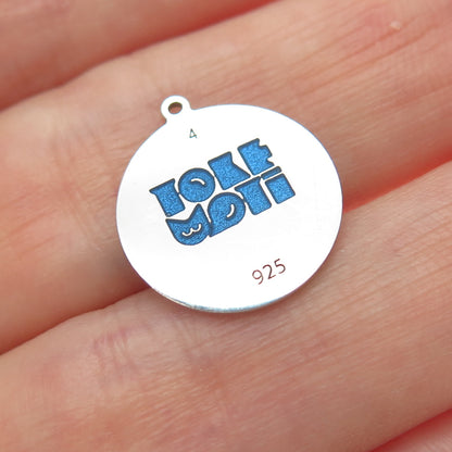 TOKEMOTI 925 Sterling Silver Blue Enamel Aries Zodiac Minimalist Charm Pendant