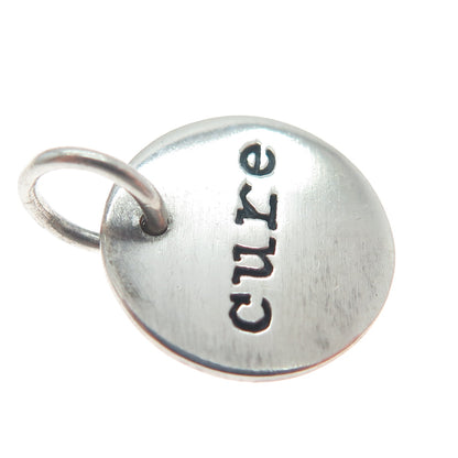 BARONI 925 Sterling Silver Vintage Cure Minimalist Round Charm Pendant