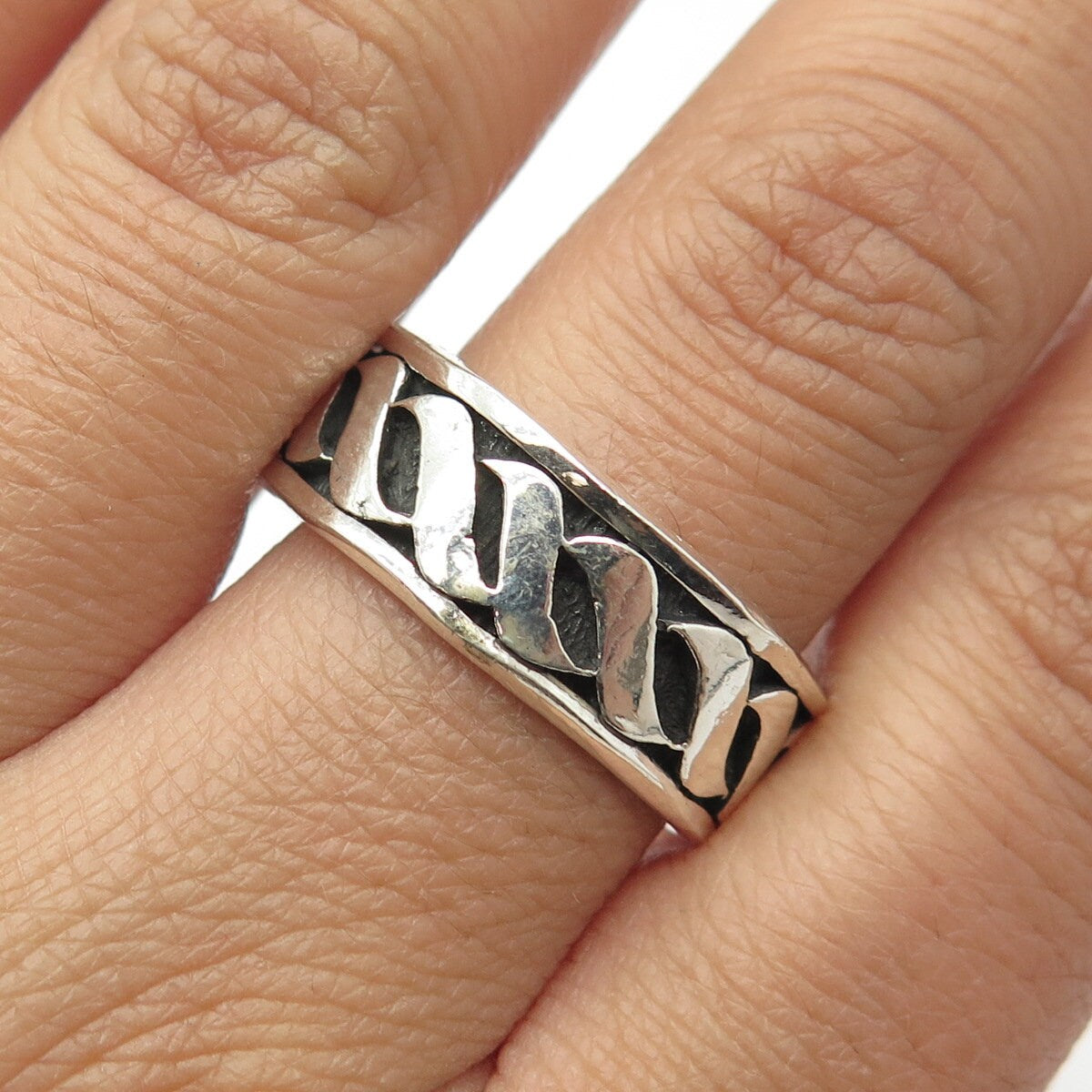 925 Sterling Silver Vintage Braided Band Ring Size 10.75